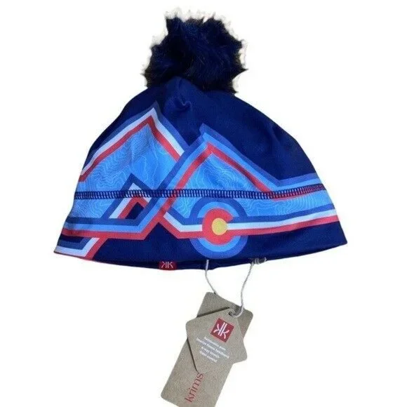 NWT Krimson Klover Mile High HAT Beanie Colorado Removable Pom Pom Blue HTF - Picture 7 of 12